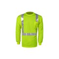 2W International High Viz Long Sleeve Birdseye T Shirt, X-Large, Lime, Class 2 TLB125C-2 XL